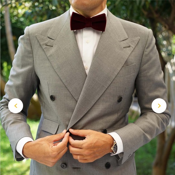 Burgundy mens bow pre-tied - Picture 2 of 7